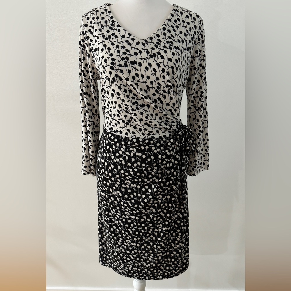 Talbots Black and White Patterned Dress